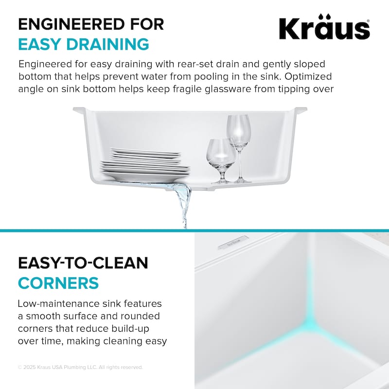 KRAUS Granite 24 inch 1-Bowl Undermount Drop-in Kitchen Sink