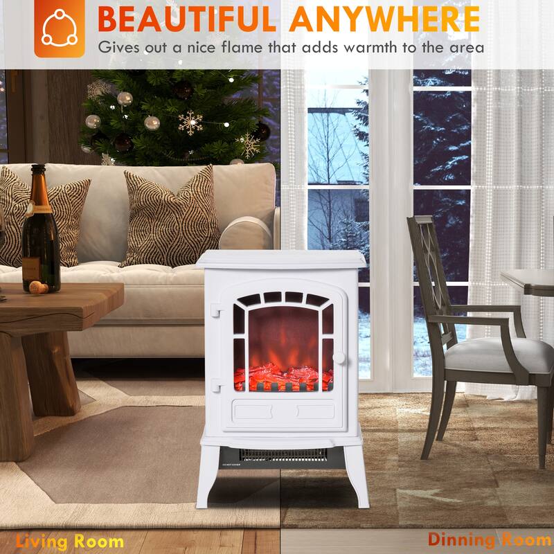 22" Free standing Electric Fireplace Stove, Fire Place Heater, Overheat Safety Protection, 750W / 1500W