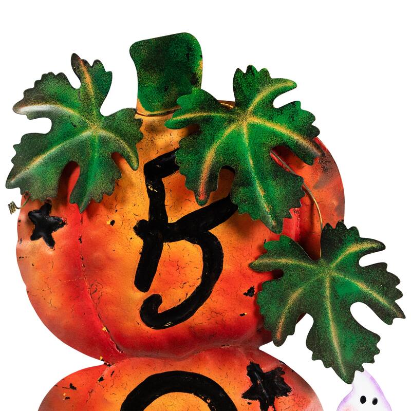 Stacked Boo Pumpkins with Ghosts Metal Halloween Porch Sign - 33"