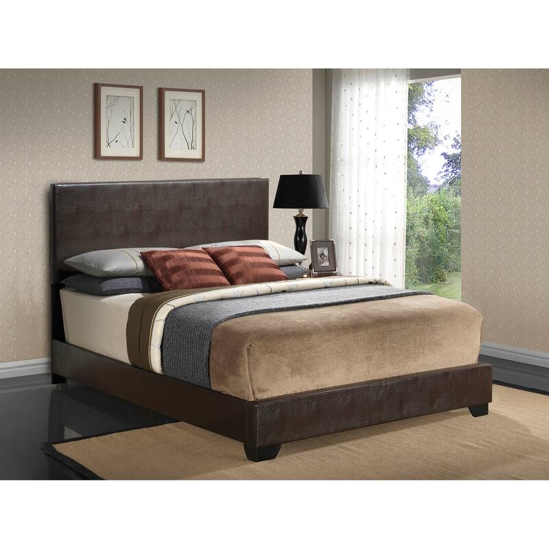 Upholstered Panel Bed - Faux Leather Bed Frame - Easy Assembly - Twin, Full, Queen, King Sizes