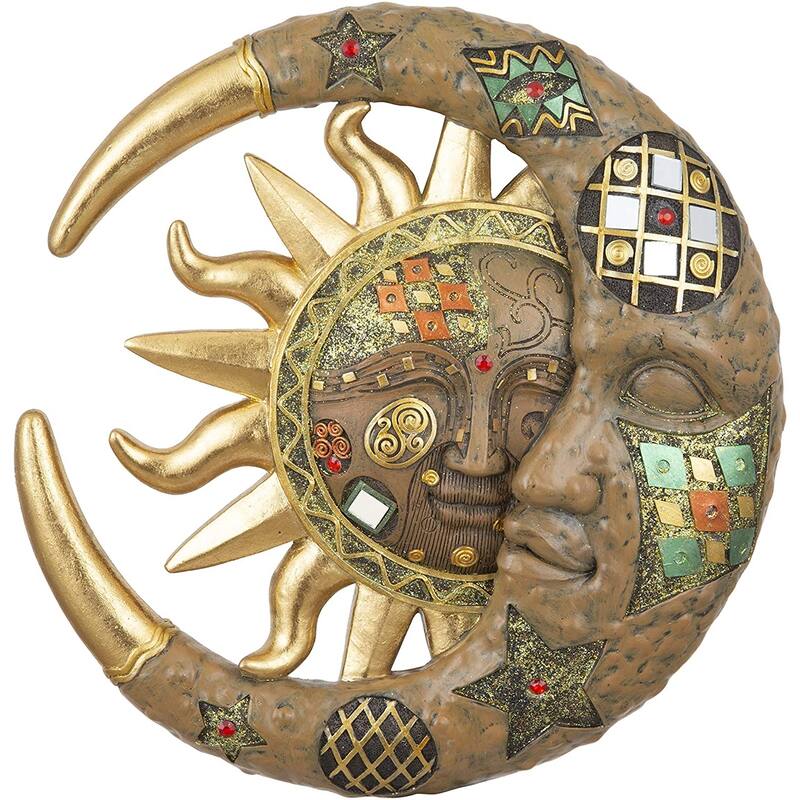 Q-Max Mosaic Sun and Moon Wall Decor - Tan - Small