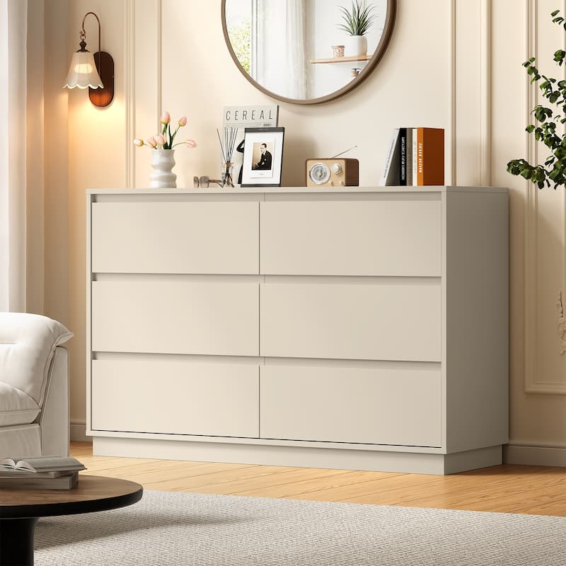 47" Wide 6 Drawer Dresser for Bedroom with Charging Station