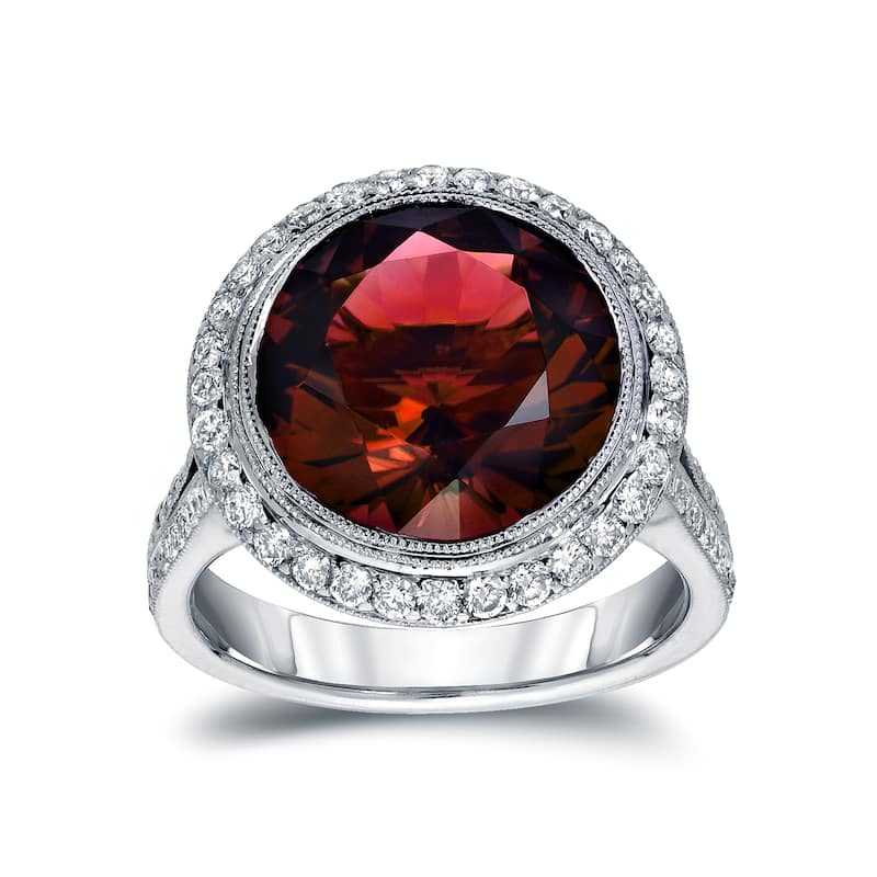 Auriya 14k White Gold 5ctw Rubellite Gemstone Halo Diamond Ring 3/4ct TDW