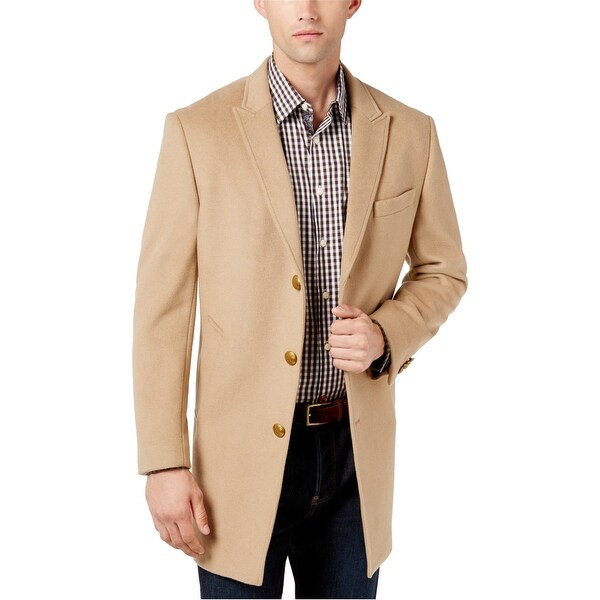 peaked lapel overcoat
