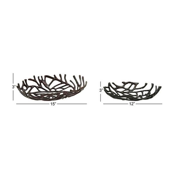 Black Aluminum Metal Coral Decorative Bowl Decorative Bowl (Set of 2