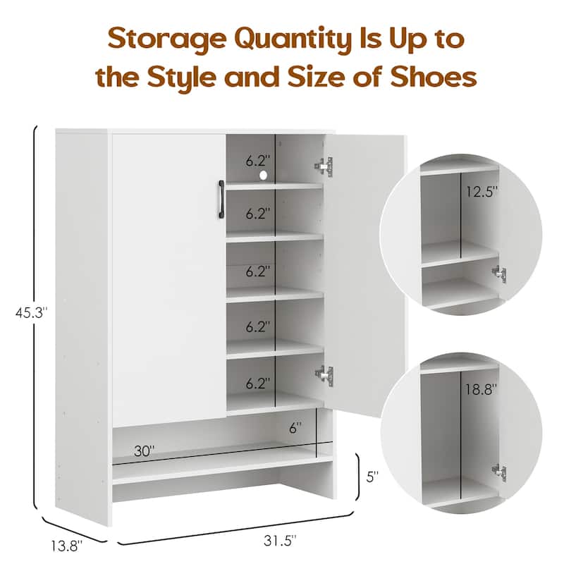 Shoe Cabinet with Doors, 7 Tier 28 Pairs Shoe Cabinet Storage for Entryway, Hidden Narrow Shoe Cabinets