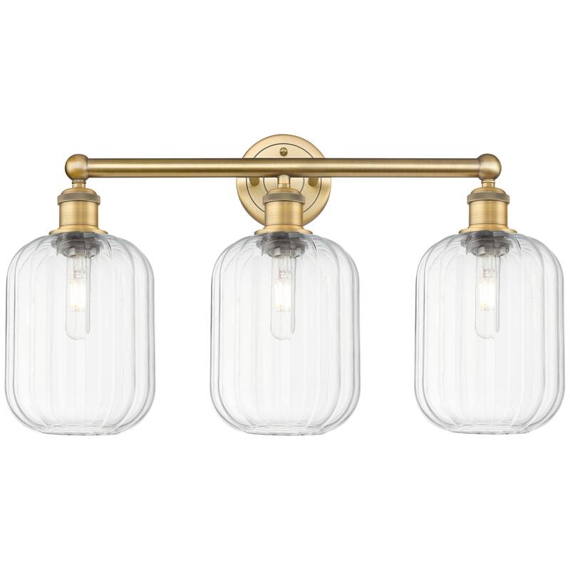 Innovations Lighting Endless Possibilities Edison - Preston - 3 Light 25" Jar Shade Bath Vanity Light - Clear/Brushed Brass