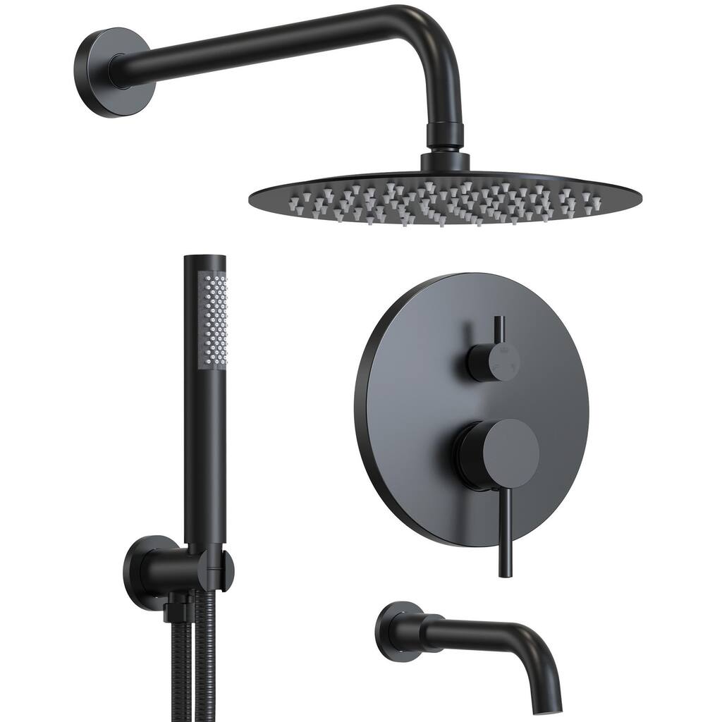 GRANDJOY 10inch Wall Mount Rainfall Shower Head and Handheld Shower Spray Combo Shower System