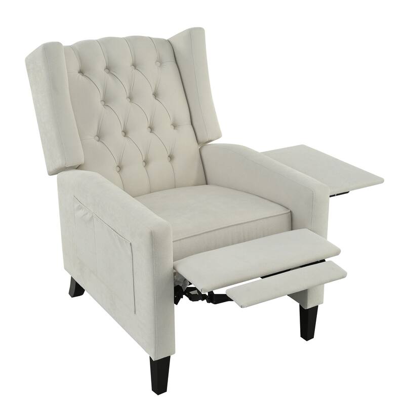 Pushback Recliner with Foldable Side Table & USB Ports