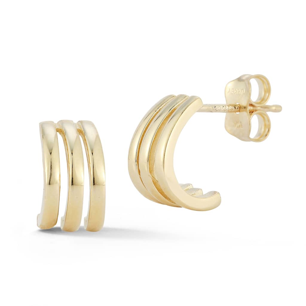 Soleil 14K Gold Triple Ring C-Hoop Earrings - Yellow