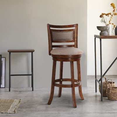 Curved Swivel Barstool with Fabric Padded Seating - 43.63 H x 17.5 W x 17.38 L