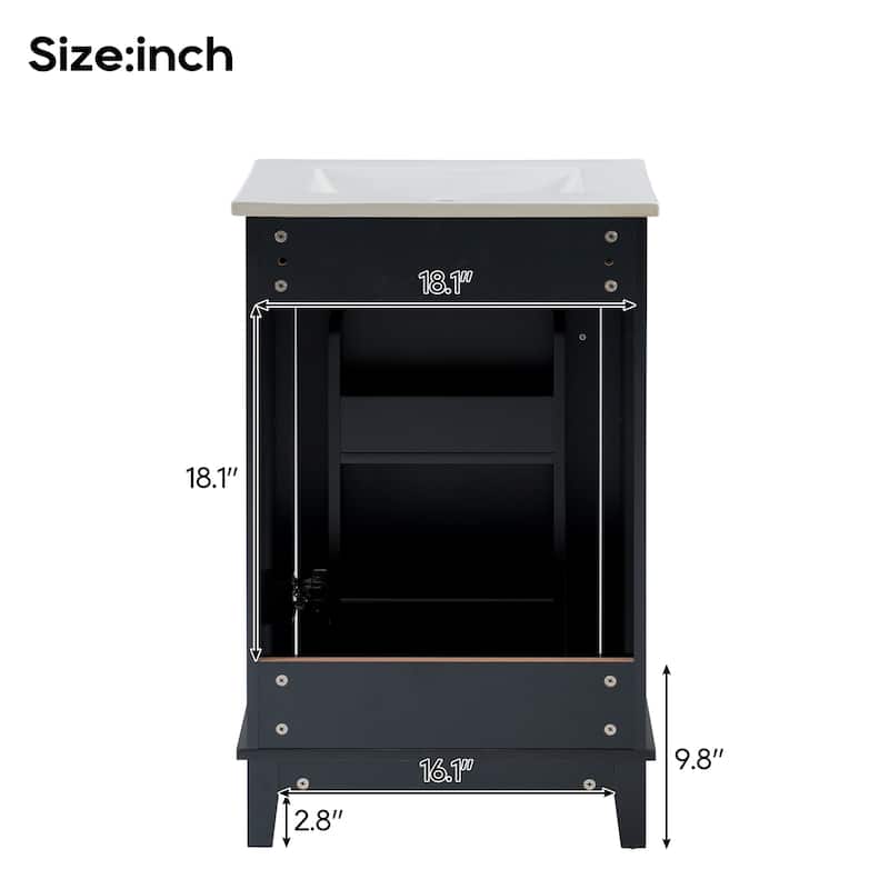 Bathroom Vanity with Sink, Small Bathroom Cabinet with Storage Racks, Single Basin Vanity Set with Soft-Close Door