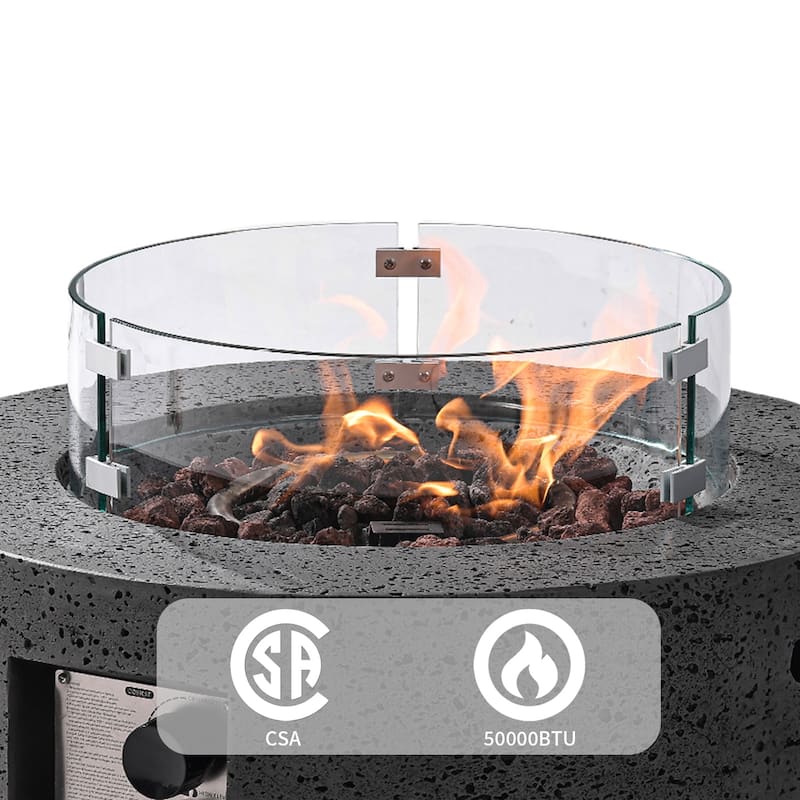 COSIEST Outdoor Patio Round Propane Firepit, 40000BTU - 28" W x 28" D x 12" H