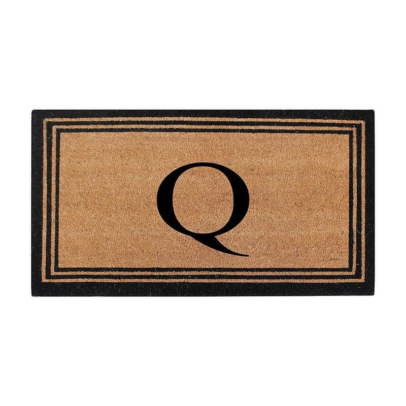A1HC Pure Natural Coir Monogrammed Heavy Duty PVC Backing Doormat - 18" X 30" - Monogrammed Q