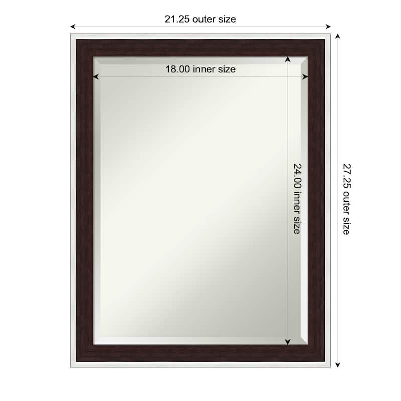 Maya Beveled Framed Wall Mirror - 21 x 27 in - Maya Espresso Silver