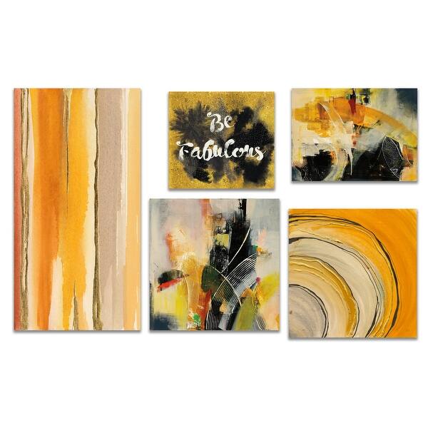 Shop Designart Glam Gold Collection Abstract Wall Art Set Of 5