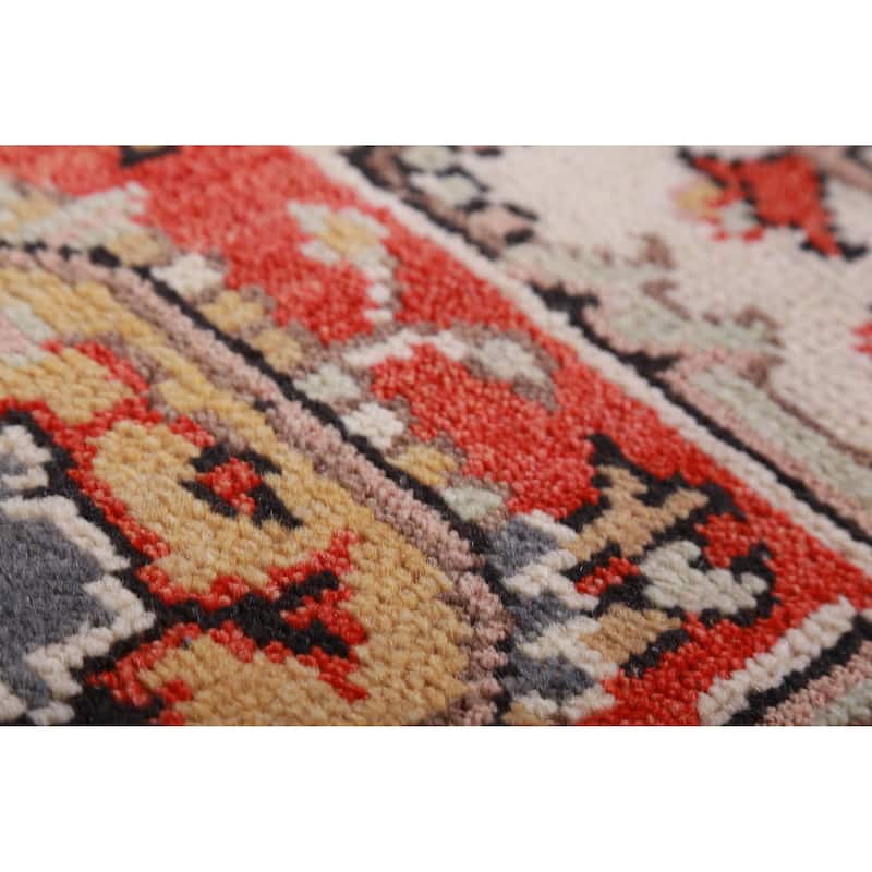 Geometric Heriz Serapi Oriental Rug Handmade Beige Wool Carpet - 7'11" x 9'10"