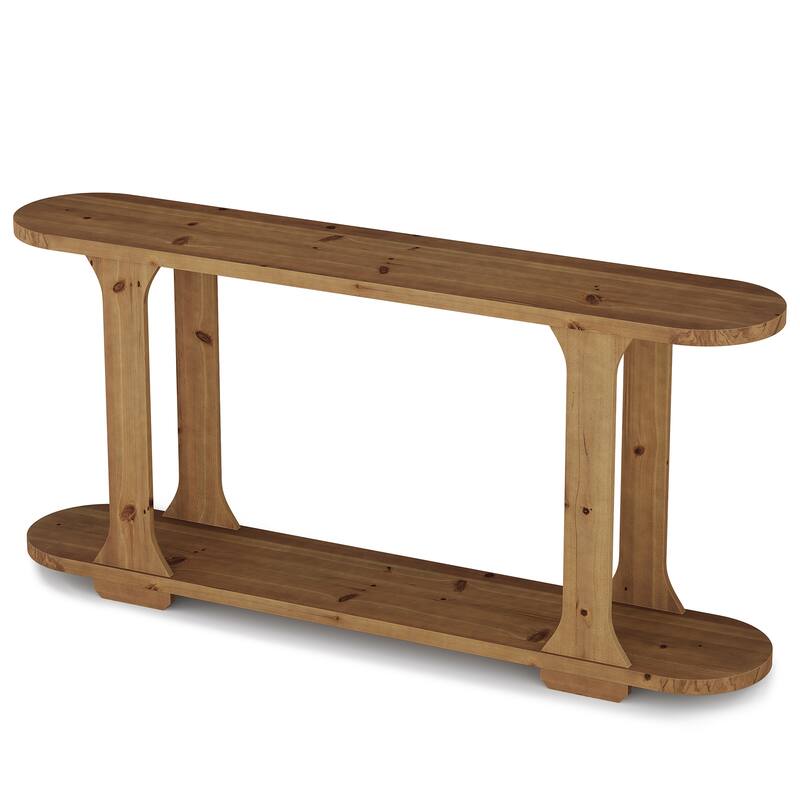 Solid Wood Console Table, 63-Inch Shelf Sofa Table, Long Entryway Table for Hallway, Foyer, Entrance, Living Room