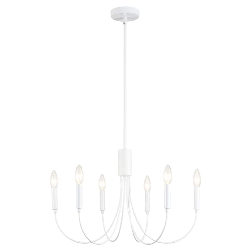 Farmhouse style 6 - Light Metal Candle Chandelier for Kitchen Dining Room - N/A