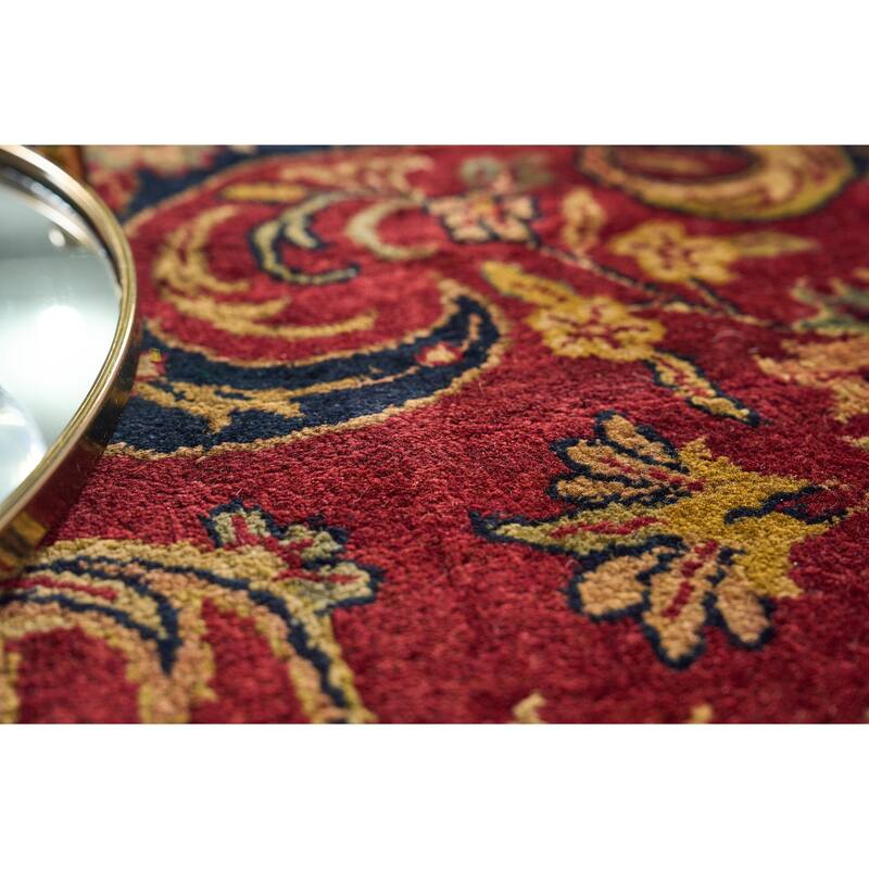 EXQUISITE RUGS ONE-OF-A-KIND Super Fine Kashmir Kashan Collection Hand Knotted Red Rug - 10'x14' - 10'0"x14'0"