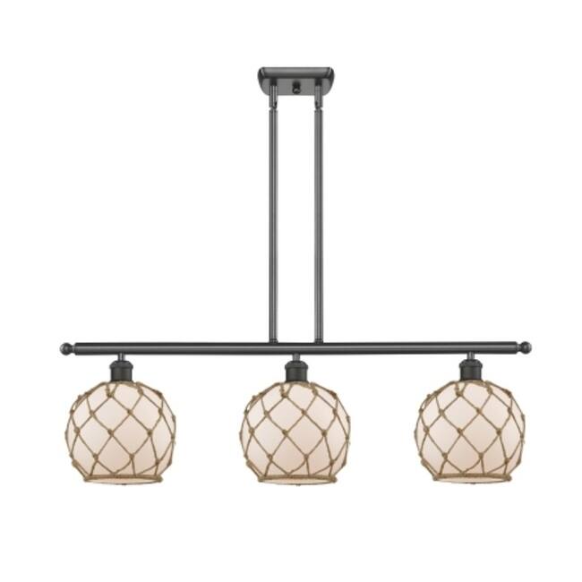 Innovations Lighting Farmhouse Rope 3 Light 36" Wide Linear Chandelier