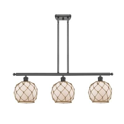 Innovations Lighting Farmhouse Rope 3 Light 36" Wide Linear Chandelier