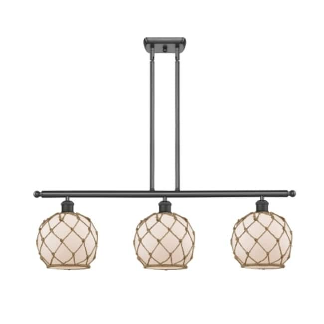 Innovations Lighting Farmhouse Rope 3 Light 36" Wide Linear Chandelier