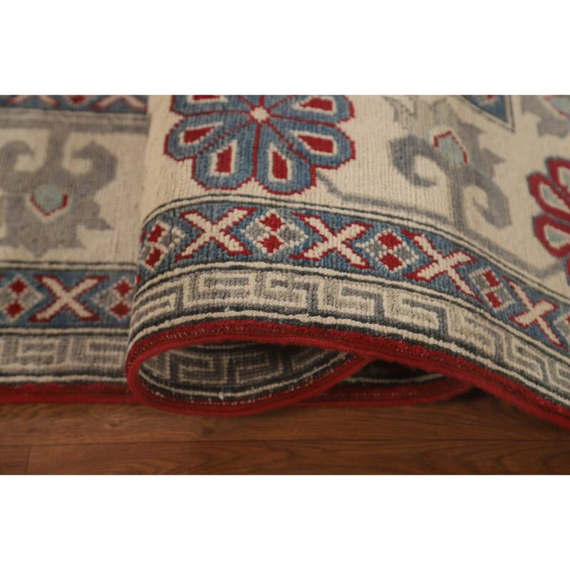 Geometric Red Kazak Oriental Area Rug Wool Carpet - 8'0" x 9'9"