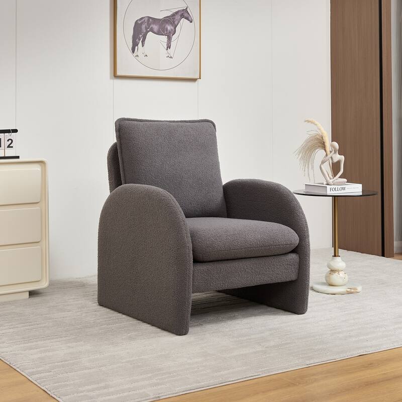 Modern Sherpa Upholstered Accent Chair - Grey-28.35"*29.92"*34.65"(L*W*H)