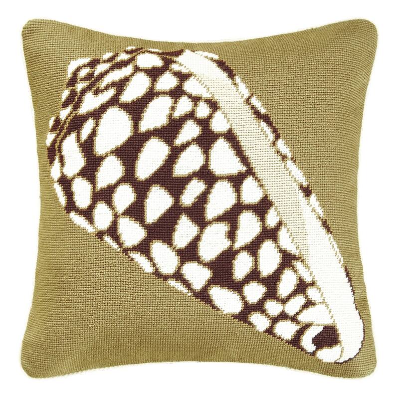 16" x 16" NP, Conus Shell Needlepoint Pillow