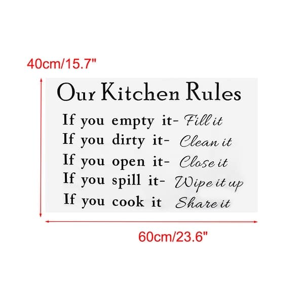 Kitchen Rule Pattern Wall Sticker Removable Art Decal For Bedroom Black 23 6 X 15 7 L W Overstock 29258226