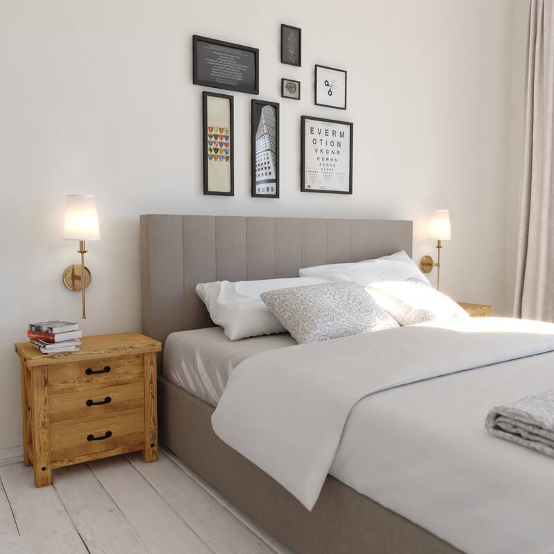 Camden 1 Light Wall Sconce Fixture White Linen Fabric Shade, LED Compatible