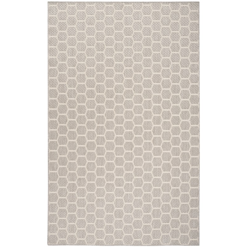 Nourison Reversible Indoor Outdoor Indoor/Outdoor Geometric Area Rug - 5' x 7' - Grey