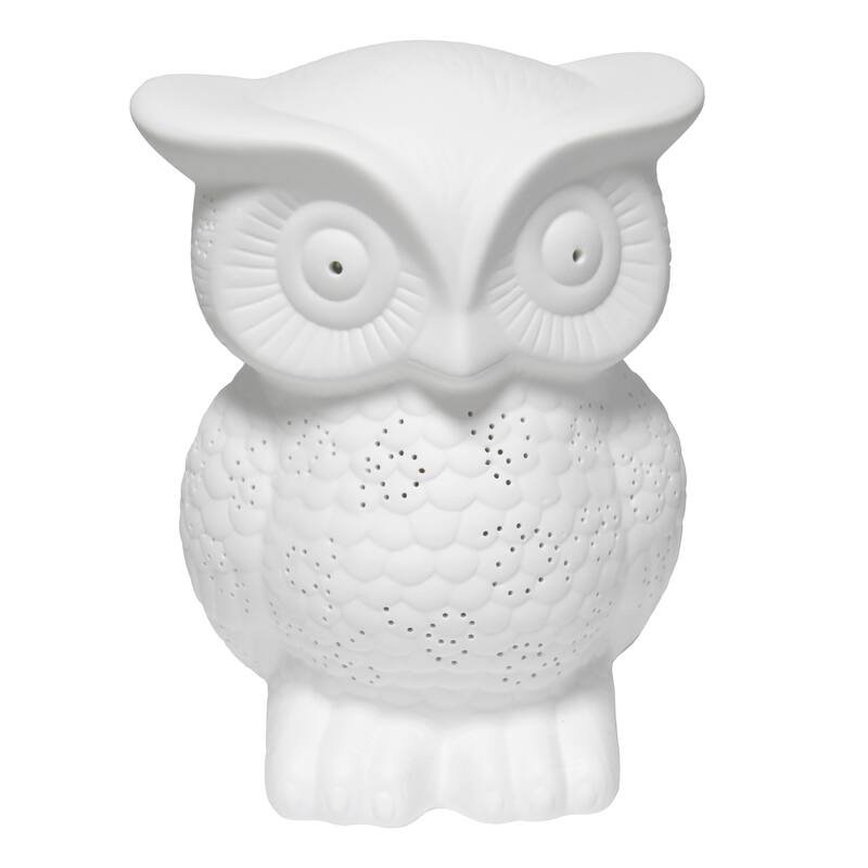 9.84 in. White Finish Table Lamp, Sturdy Owl Shaped Table Lamp for Living Rooms and Bedrooms