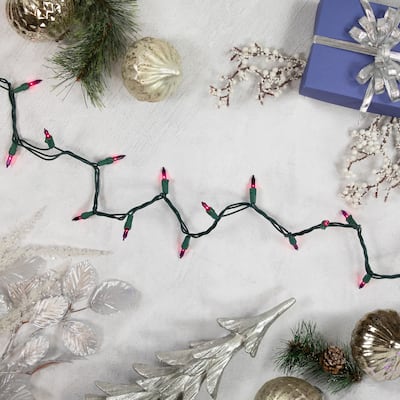 Mini Incandescent Christmas Lights - Purple - 10' Green Wire - 50ct
