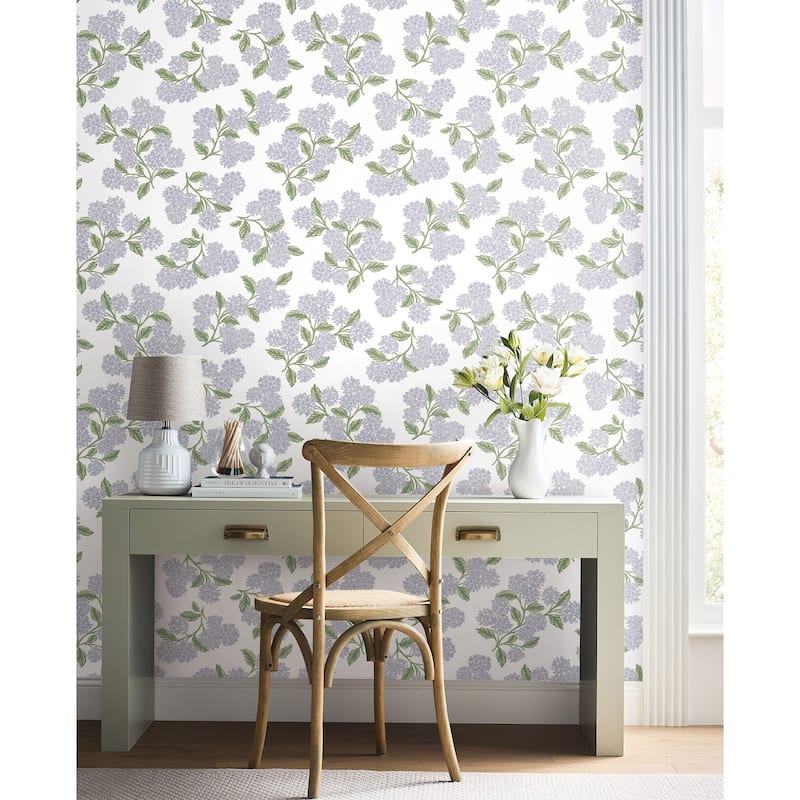Rifle Paper Co. Hydrangea Lilac and White Peel and Stick Wallpaper