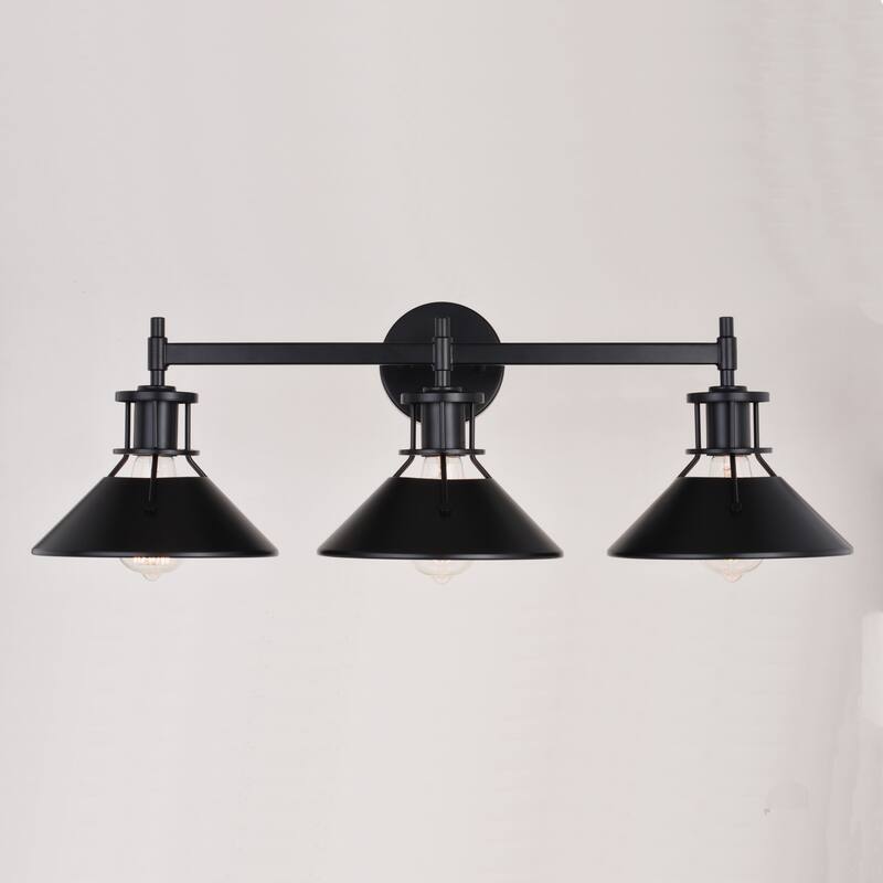 Canton Black and White Farmhouse Bathroom Vanity Wall Light Fixture