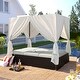 preview thumbnail 11 of 25, Outdoor Adjustable Patio Wicker Sunbed Daybed with Cushions and Canopy