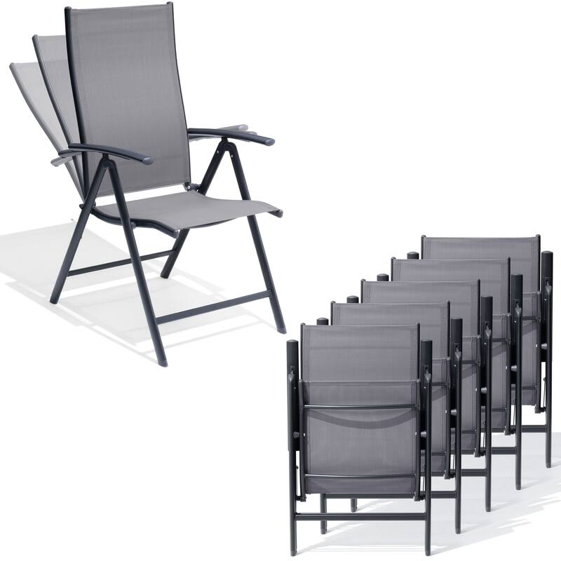 2/4/6-piece Folding Patio Chair Set Outdoor Adjustable Dining Chairs