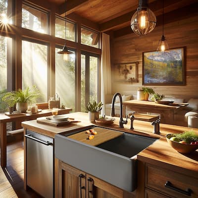 32.75 inch Granite Composite Farmhouse Workstation Sink - 32.75" x 19.75" x 9.75"