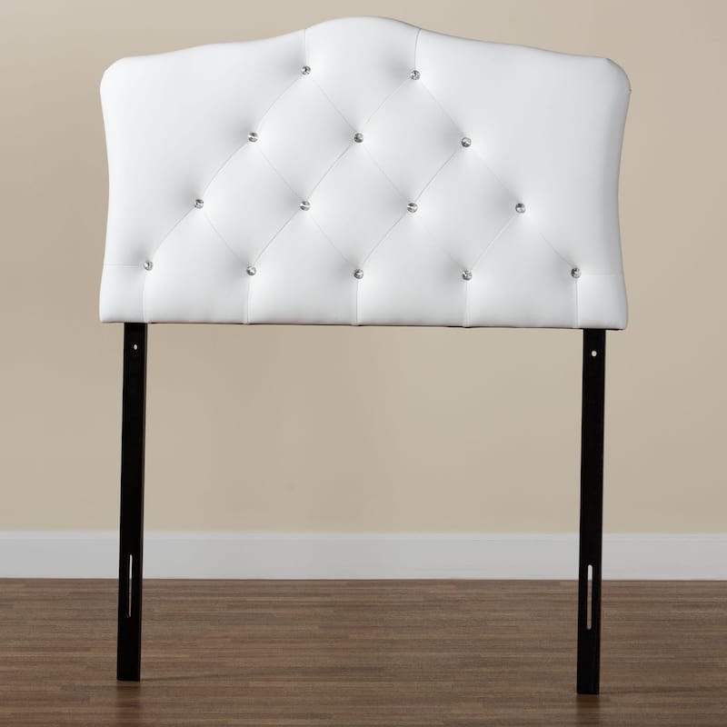 Baxton Studio Rhoda Modern and Contemporary Twin Size Faux Leather Upholstered Button-tufted Scalloped Headboard