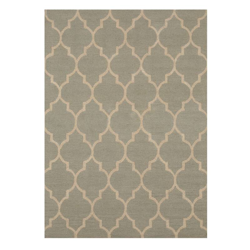 Light Green Hand-Tufted Wool Moroccan Traditional Rug, 5 x 7 - Soft wool Moroccan-style rug with intricate design. - N/A