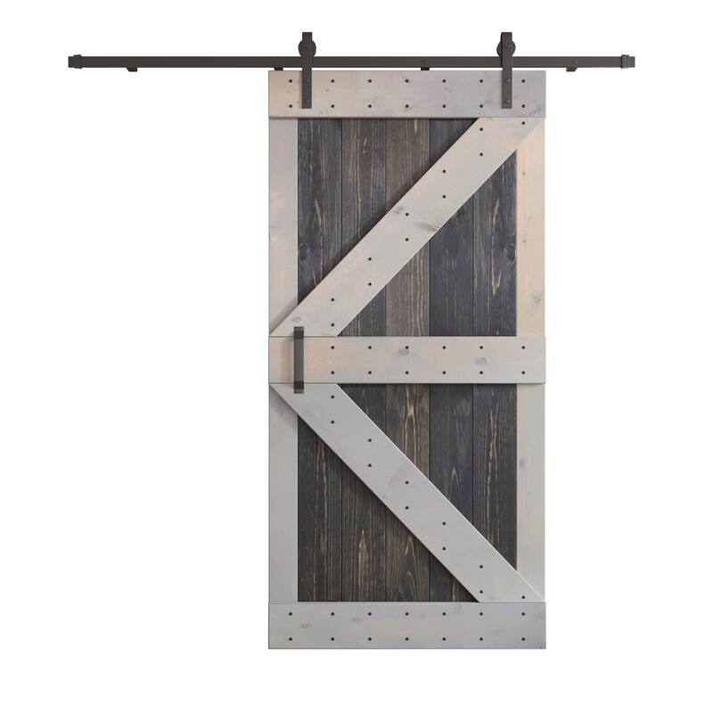 Coast Sequoia 42in x 84in K Series Multi-Color Pine Wood Sliding Barn Door With Hardware Kit