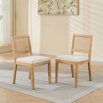 Set of 2 Farmhouse Rattan Dining Chairs