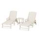 POLYWOOD Nautical 3-Piece Chaise Lounge with Arms Set with South Beach 18" Side Table - N/A - Sand