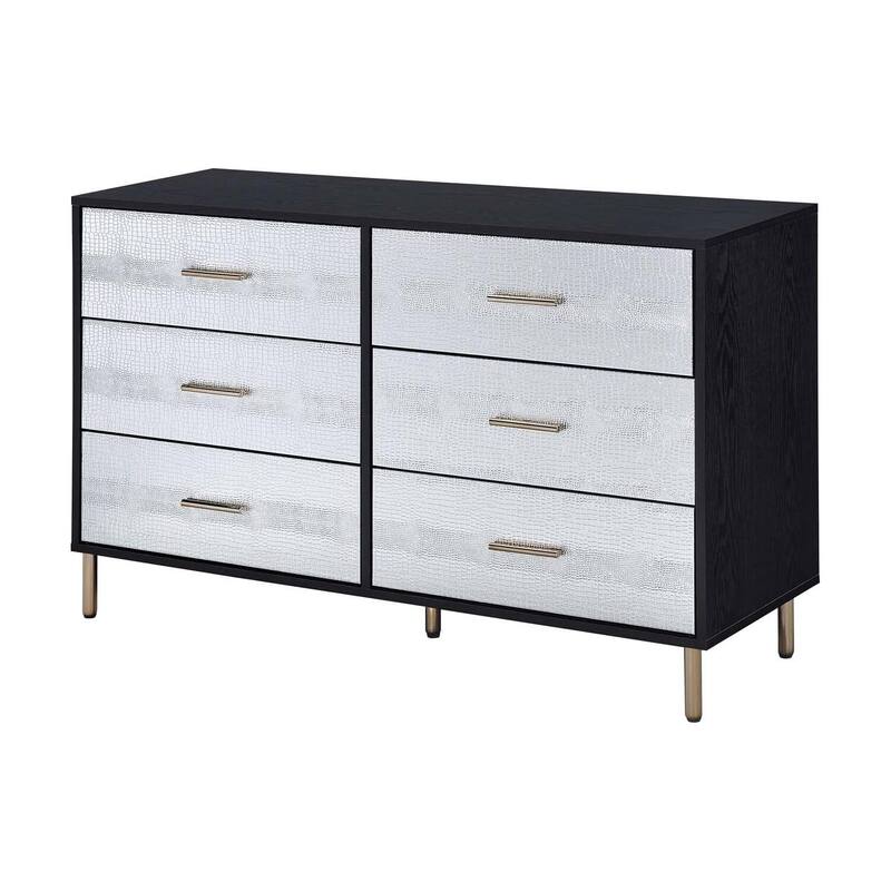 Rustic Black Dresser - 47 Inch Wide Storage Chest - Modern Bedroom Furniture