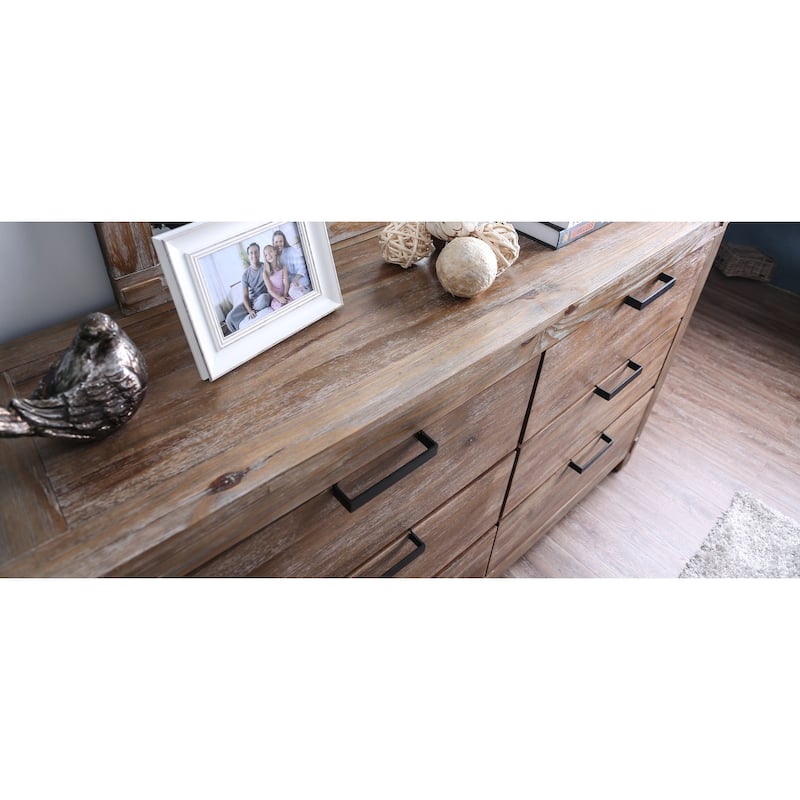 Werr Rustic Oak 2-piece 6-Drawer Dresser and Mirror Set by Furniture of America