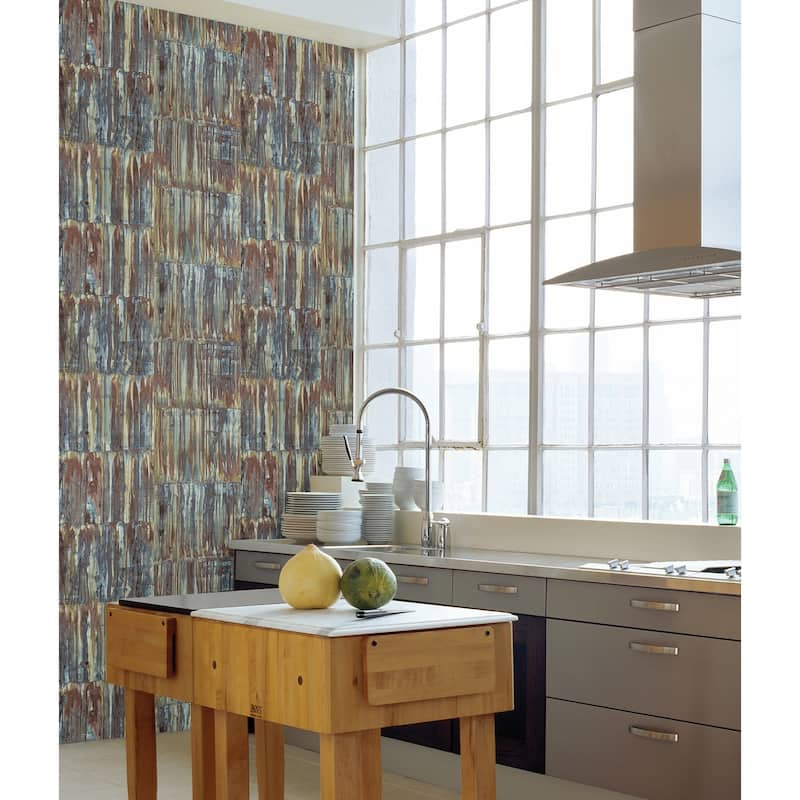 A-Street Prints Chavez Multicolor Faux Metal Panels Wallpaper