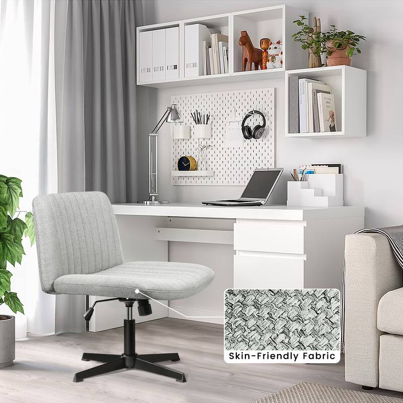 BOSSIN Criss Cross Chair Armless Office Desk Chair No Wheels,Fabric Padded Modern Swivel Vanity Chair office chair