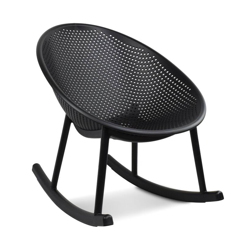 Patio Rocking Chairs | Oval Egg Shaped Lounge Rocker | All Weather Plastic | Modern Accent Side Chair for Indoor or Outdoor Use